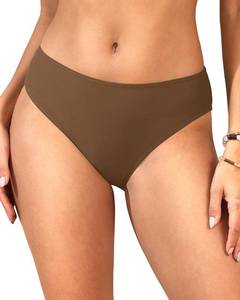 lot 2547 image: Zmart Women Full Coverage Bikini Bottoms - Mid Rise Bathing Suit Swim Bottom Swimsuit Swimwear Brown L - Retail $15