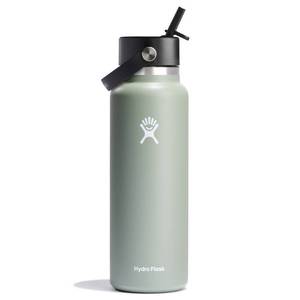 lot 2552 image: Hydro Flask 40oz Wide Mouth Flex Straw Bottle - Agave Double-Wall, BPA-Free, Leakproof - Retail $55