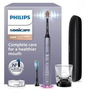 Philips Sonicare DiamondClean Smart 9300 Electric Toothbrush - Sonic Toothbrush with App, Pressure Sensor, 12 Brushing Settings, Replacement Reminder, Travel Case, Grey, Model HX9903/45 - Retail: $230