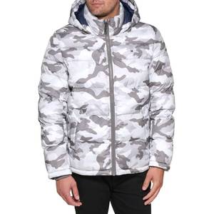 lot 2521 image: Tommy Hilfiger Mens Hooded Puffer Jacket, White Camouflage, XL-Tall - Retail $101