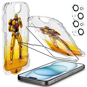 lot 2522 image: Wiaocit 2 Pack Screen Protector for iPhone 15 with 2 Pack Tempered Glass Camera Lens Protector, 9H Hardness Military Grade Shatterproof full coverage screen protector - Retail $10