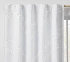 lot 2457 image: White Curtain Panel with Textured Pattern 42 x 84 - Retail $14