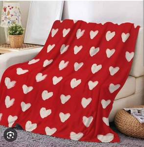 lot 2458 image: Fasiaou Valentine Throw Blanket Hearts Flannel Red - Retail $14
