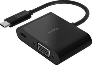 lot 2639 image: Belkin USB C to VGA  Charge Adapter - USB C to VGA Cable for MacBook Pro  MacBook Air  Mac Mini  iPad Pro  iPad Pro 12.9  iPad Mini & Other USB C Devices - 60W USB C Power Delivery - Retail $78