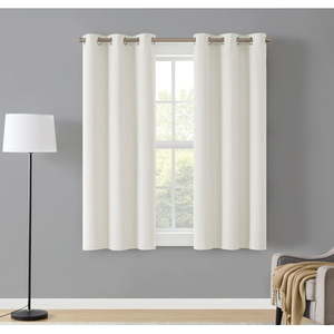 lot 2719 image: Eclipse Corte Solid Blackout Curtains  Set of 2  63 Inch Long Blackout Curtains  37  W x 63  L  White - Retail $20