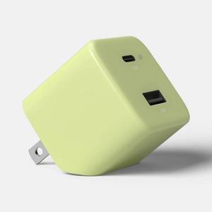 lot 2637 image: Dual Port (AC) Wall Adapter - heyday Pastel Lime Yellow 20W 2-Device Charger - Retail $10