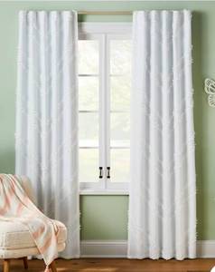 lot 2650 image: 42W x 84L Chevron Clip Dotted Sheer Overlay Kids Blackout Window Curtain Panel White - Pillowfort - Retail $30