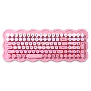 lot 2653 image: iJoy Wireless Wavy Keyboard - Pink Slim Design, ABS Material, Computer Accessories - Retail $50