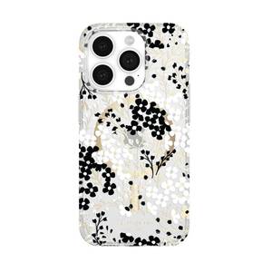 lot 2700 image: Kate Spade New York Apple iPhone 15 Pro Protective Case with MagSafe - Black & White Floral with Gems - Retail $55