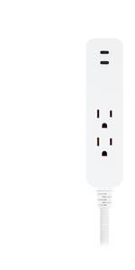 lot 2714 image: GE 2 Outlet 2 USB-C 12W and 6 245 2 Braided Cord White  - Retail $21