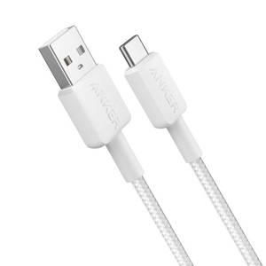 lot 2724 image: Anker 322 3 USB-A to USB-C Braided Cable - White Iteration Charging Cord - Retail $12
