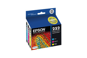 lot 2760 image: Epson 252 CMY 3pk Ink Cartridges - Cyan, Magenta, Yellow (T252520-CP) Standard Yield Ink Series - Retail $44