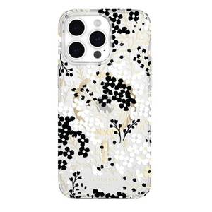 lot 2780 image: Kate Spade New York Apple iPhone 15 Pro Max Protective Case with MagSafe - Black & White Floral with Gems - Retail $55