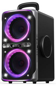 lot 5124 image: FREEPEAR Party Bluetooth Speaker - 240W Peak Loud Speaker, Dazzling Light Show, Deep Bass, IPX4 Waterproof, 15H Battery, TWS Pairing, BT 5.3 Wireless, Portable for HomeOutdoorBeachPool Party - Retail $200