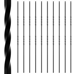 lot 5144 image: Wrought Iron Stair Balusters 12in x 44in Hollow Double Twist Balusters for Staircase Interior Plain Bar Satin Black Metal Railing Iron Spindles for Indoor Stairs 10 Pack - Retail $49