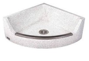 lot 17420 image: Acorn Engineering - TCR-28 - TERRAZZO-WARE Corner Terrazzo Mop Sink Terrazzo-Ware, Terrazzo, 12 in Overall Ht, 4 in Bowl Dp