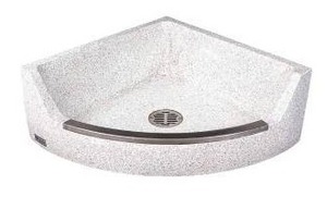 lot 17421 image: Acorn Engineering - TCR-28 - TERRAZZO-WARE Corner Terrazzo Mop Sink Terrazzo-Ware, Terrazzo, 12 in Overall Ht, 4 in Bowl Dp