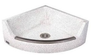 lot 17439 image: Acorn Engineering - TCR-28 - TERRAZZO-WARE Corner Terrazzo Mop Sink Terrazzo-Ware, Terrazzo, 12 in Overall Ht, 4 in Bowl Dp