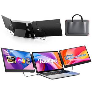 lot 1835 image: Teamgee 14.2 Laptop Screen Extender, FHD 1080P IPS Portable Monitor for Laptop, Triple Screen Monitor Extender Compatible with 13-17 Laptops, HDMIUSB-AC Plug-Play for Windows, Mac, Android - Retail $170