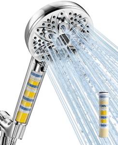 lot 1837 image: 6-Setting Filtered Handheld Shower Head, JDO High Pressure Shower Head with Replaceable Filter Cartridge 4.7 Inch Detachable Showerhead for Chlorine Hard Water Removal 59 Inch Stainless Steel Hose - Retail $25