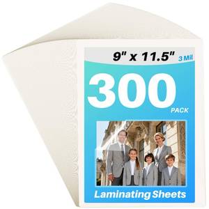 lot 1852 image: Calenzana 300 Pack 8.5 x11 Laminating Sheets 9 x 11.5 inch Thermal Laminating Pouches 3 Mil - Retail $22