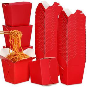 lot 1853 image: Affrolling 100 Pack 16 oz Chinese Take out Boxes Paper Take Home Boxes, Leakproof Greaseproof Food Containers Stackable Paper Food Containers for Restaurant Catering Event and Party (Red) - Retail $31
