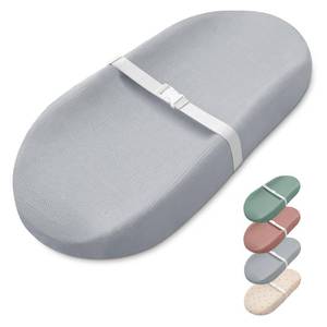 lot 1858 image: Blissful Diary Muslin Baby Changing Pad with Waterproof Lining Foam, Diaper Changing Table Pad with Cover for Dressers (Gray, Avocado) - Retail $30