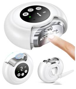 lot 1870 image: Electric Nail Clippers for All Ages, Rechargeable Safety Grinder, Pinch-Free Auto Trimmer with Debris Catcher, 3-Speeds Nail File and Polisher with LED Light, Quiet Care for Baby, Seniors and Adults - Retail $19