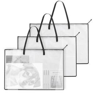 lot 1875 image: mekueeex 3 Pieces Art Portfolio Bag 24 x 36 Inch Large Posters Portfolios Case Board Storage Bags with Zipper and Handle Art Clear Organizer Folder for Artwork Case for Pictures (white)