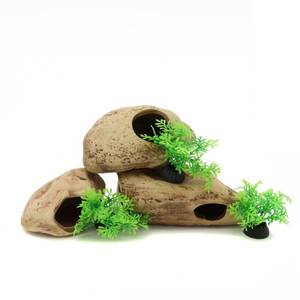 lot 1878 image: ALEGI Stackable Aquarium Ceramic Decorations Rock Caves,Betta Fish Tank Decor Accessories,Hideaway for Shrimp Cichlid Hiding Breeding Spawning (Set of 3) - Retail $15