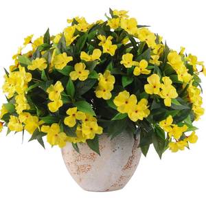 lot 1884 image: Daynight 8 Pcs Artificial Impatiens Flowers for Outdoor Flowers UV Resistant Faux Yellow Flowers Impatiens Bushes Silk Artificial Flowers Bouquet for Patio Garden Porch Decor. (8, Yellow)