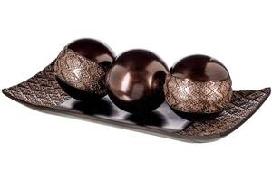 lot 1885 image: Creative Scents Dublin Brown Tray and Ball Set - Living Room, Entry Table Decor Centerpiece Table Decorations - Decorative Tray for Dining Room, Accent Decor Bowl for House Decoration - Retail $43