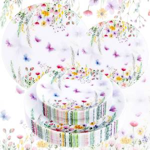 lot 1894 image: Joyido 60PCS Wildflower Plates Disposable - Floral Plastic Plate - Colorful Spring Party Plate Decorative Include 30 Dinner & 30 Dessert Plates for Bridal Shower Birthday Tea Party - Retail $54