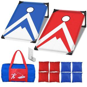 lot 1897 image: NZQXJXZ Portable 3x2FT Cornhole Board Game Set Cornhole Game with 8 Bean Bags and Carrying Case Cornhole Set for Adults and Kids Indoor and Outdoor Play - Retail $30