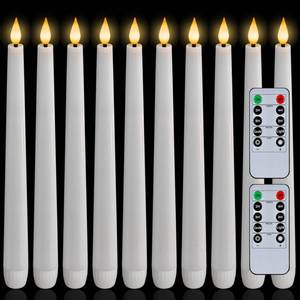 lot 1920 image: Homemory 12 Pcs Waxy Flameless Taper Candles with Remote, Led Flameless Candlesticks Classic Tall Candle, Flickering Battery Operated Taper Candles for Bedroom, Dining Room, White, 9.6 inches - Retail $30