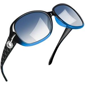 lot 13720 image: Joopin Big Sunglasses Trendy Shades for Women Ladies Large Sun Glasses Polarized UV Protection Oversized Elegant Rectangle Shady Rays (Black Gradual Blue) BROKEN - Retail $12