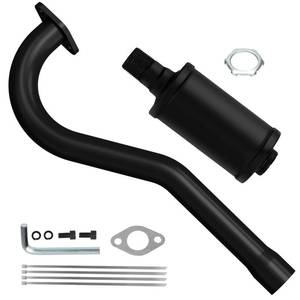 lot 13723 image: CILOYU Central Long Mini Bike Exhaust Header Pipe with Muffler Kit Compatible with GMB100 Coleman CT100U 79cc 3HP Engine 154F 3.0HP Predator 98cc GPS Rascal 98 Lite Minibike Parts Black - Retail $39