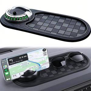 lot 13725 image: ILHHTCN Multi-Functional 360° Rotation Car Support Anti-Slip Phone Holder Mat for Car Dashboard, Dashboard Accessories with Temporary Parking Number for Gadgets Phones Keys (A) - Retail $16