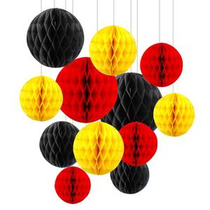 lot 13737 image: ZOOYOO 12Pcs 6 10 Honeycomb Balls Decorations Hanging Tissue Paper Pom Poms for Christmas Xmas Birthday Party Baby Shower Cartoon Decorations(Red Yellow Black) - Retail $13