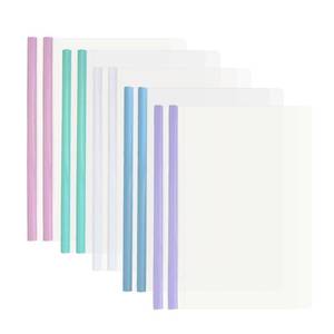 lot 13744 image: 10 Pack Colorful Sliding Bar File Folders, Clear Report Covers with Sliding Bars, Report folders with Clear Cover for A4 and Letter Size Paper (5 Color Light Multi) - Retail $6