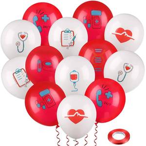 lot 13752 image: Skylety 40pcs Nurse Balloons, Nursing Graduation Party Supplies, 12 Inch Red White Nursing Latex Balloons for Medical Themed Party Supplies Healthcare Staff Appreciation Decor - Retail $8