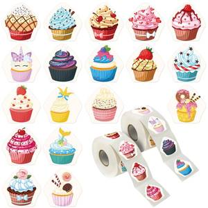 lot 13761 image: 600Pcs Cupcake Stickers, 1.5 inch Adorable Stickers Suitable for All Kinds of Party Decoration, Teacher Reward Encouragement, 18 Designs - Retail $7