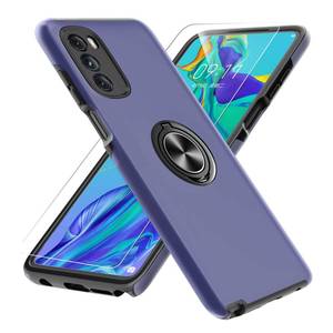 lot 13765 image: Gritup Moto G Stylus 5G 2022 Case With HD Screen Protector, Military Grade Shockproof Protection, 360 Magnetic Built-in Ring Holder Kickstand, Blue