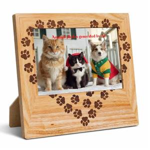 lot 13771 image: Qemuria Wooden Picture Frame 4x6 Inch Paw Print Heart Design, Dog Lover Photo Frame for Tabletop Display, Cute Pet Home Decor Accent, Gift for Animal Lovers Bedroom Office Shelf - Retail $10