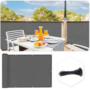 lot 13783 image: SUNLAX 2.5x6 Dark Grey Balcony Privacy Screen Fence Windscreen Cover Fabric Shade Netting Mesh Cloth with Grommets UV Protection for Patio, Backyard, Porch, Railing Shield 90% - Retail $19
