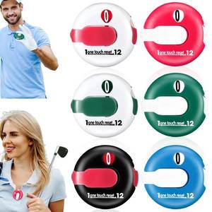lot 13816 image: Frienda 6 Pack Golf Stroke Counter Clicker, Mini Score Counter, One-Touch Reset Clip for Gloves, Belt & Golf Bag, Counts up to 12 Strokes(6 Colors) - Retail $16