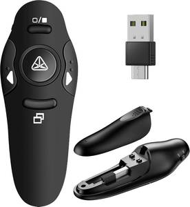 lot 13819 image: Presentation Remote Clicker, USB A & USB C Wireless Presenter for PowerPoint Presentation Remote, RF 2.4GHz Slide Advancer for Mac, Keynote, Computer, Laptop - Retail $15