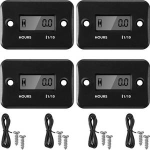 lot 13823 image: 4 Pieces Hour Meters for Small Engines Inductive Digital Engine Meter Automatically Shutdown Tachometers Small Hour Tachometers for Motorcycle Lawn Mower Generator Chainsaws (Black) - Retail $25