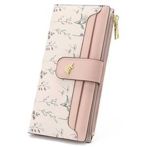 lot 13826 image: GAEKEAO Womens Wallet Slim Thin RFID Blocking Floral Vegan Leather Card Holder Bifold Long Ladies Wallet with Zipper Pocket - Retail $18