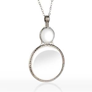 lot 13832 image: 10X Magnifying Glass Necklace Pendant, Magnifier Lens for Reading Crafts Working Inspection Exploring Jewelry Accessory Gift (White Gemstone) - Retail $5